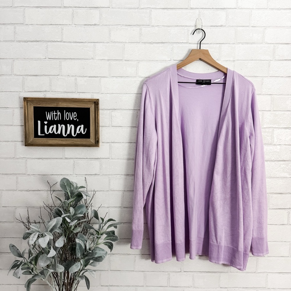 LANE BRYANT Open Lavender Women's Cardigan Sweater